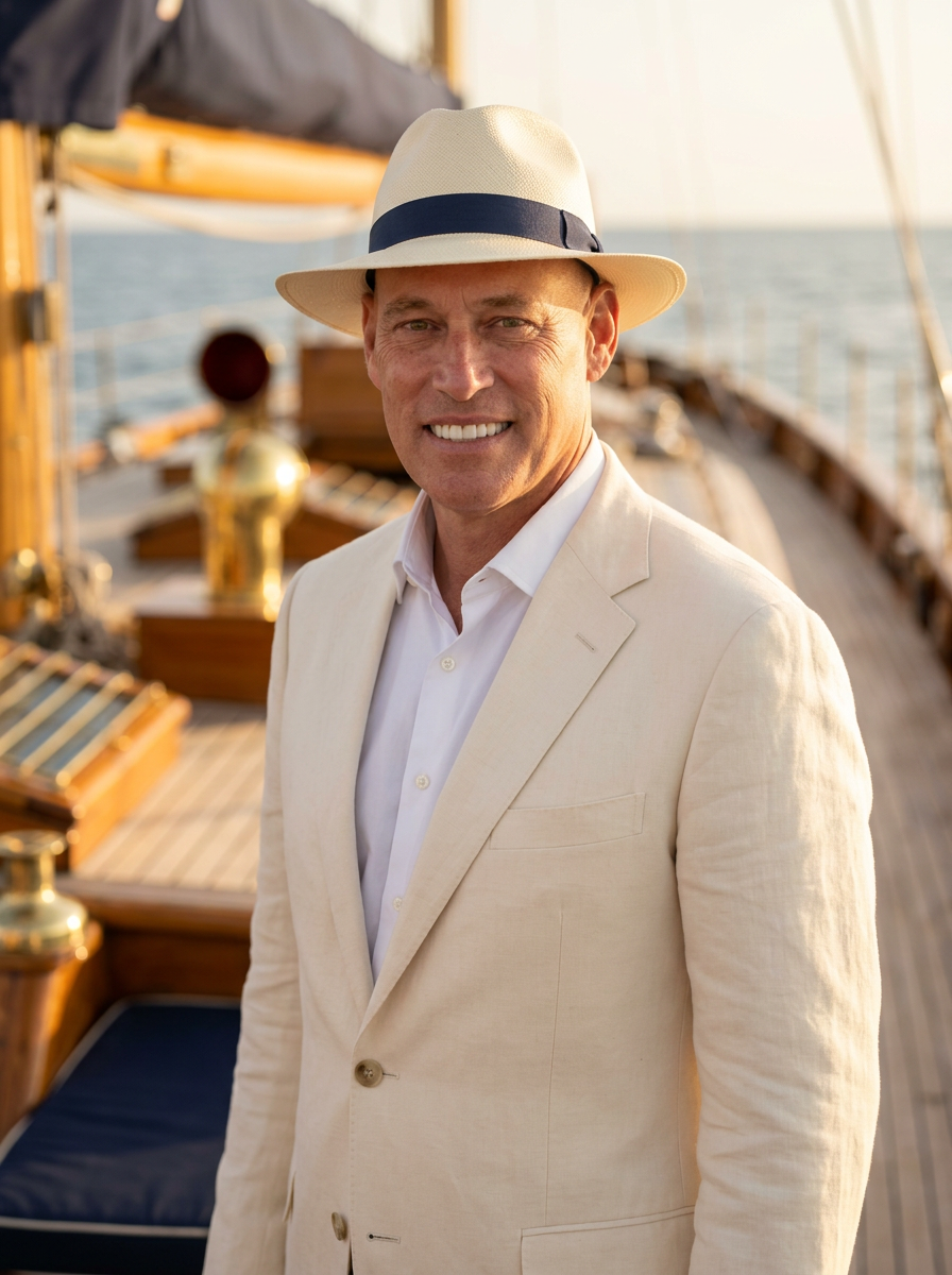 Alistair Walters, founder of Walters & Partners, aboard a classic yacht